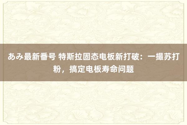 あみ最新番号 特斯拉固态电板新打破：一撮苏打粉，搞定电板寿命问题