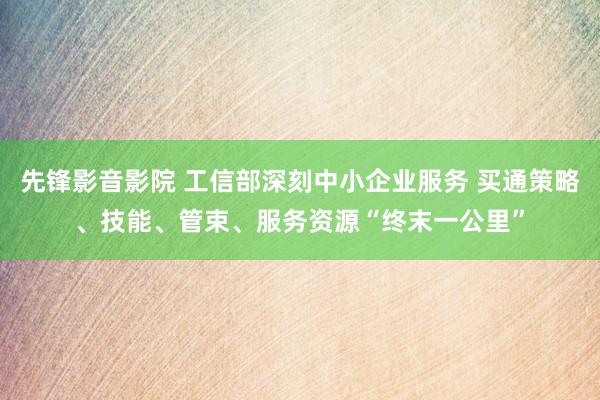 先锋影音影院 工信部深刻中小企业服务 买通策略、技能、管束、服务资源“终末一公里”