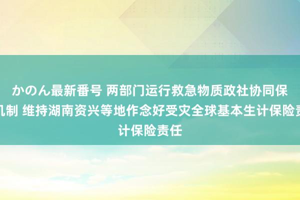 かのん最新番号 两部门运行救急物质政社协同保险机制 维持湖南资兴等地作念好受灾全球基本生计保险责任