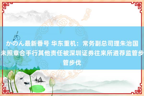 かのん最新番号 华东重机：常务副总司理朱治国因未照章合手行其他责任被深圳证券往来所遴荐监管步伐