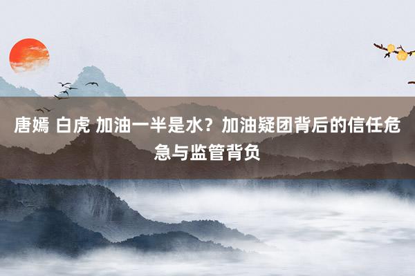 唐嫣 白虎 加油一半是水？加油疑团背后的信任危急与监管背负