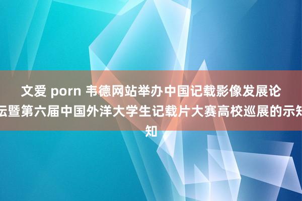 文爱 porn 韦德网站举办中国记载影像发展论坛暨第六届中国外洋大学生记载片大赛高校巡展的示知